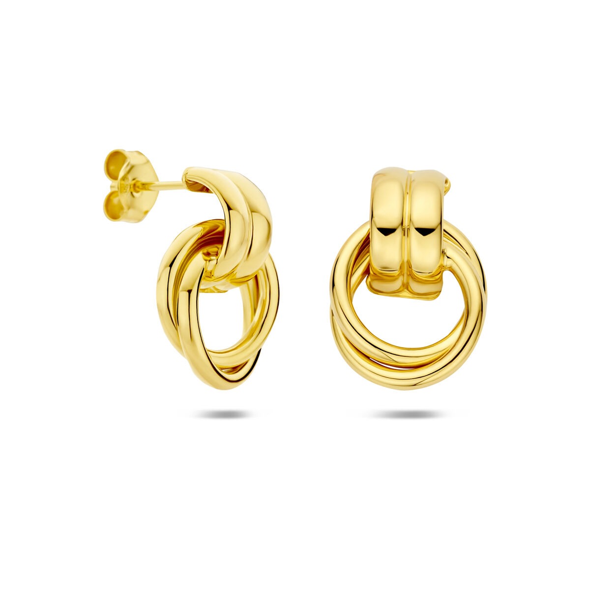 Orecchini a bottone in argento 925 dorato 20 x 13.5 mm