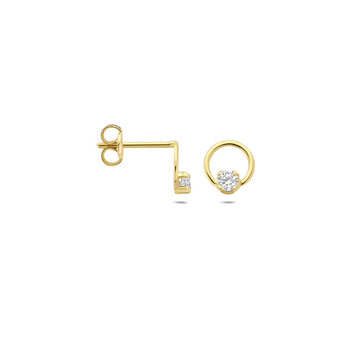 Orecchini a bottone in oro giallo 14k con diamante lab grown 0,13 ct