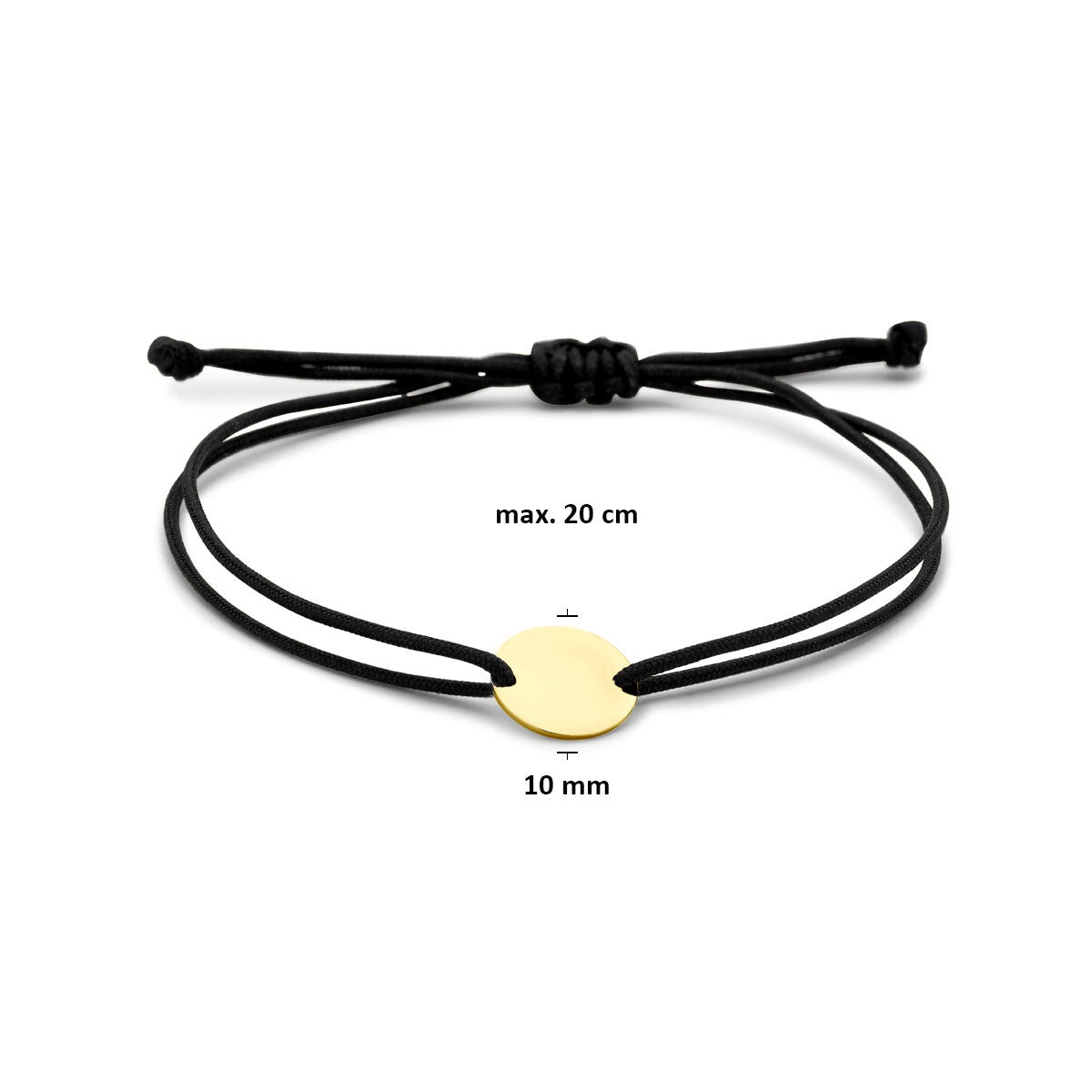 Bracciale da incisione in oro giallo 14k con poliestere nero