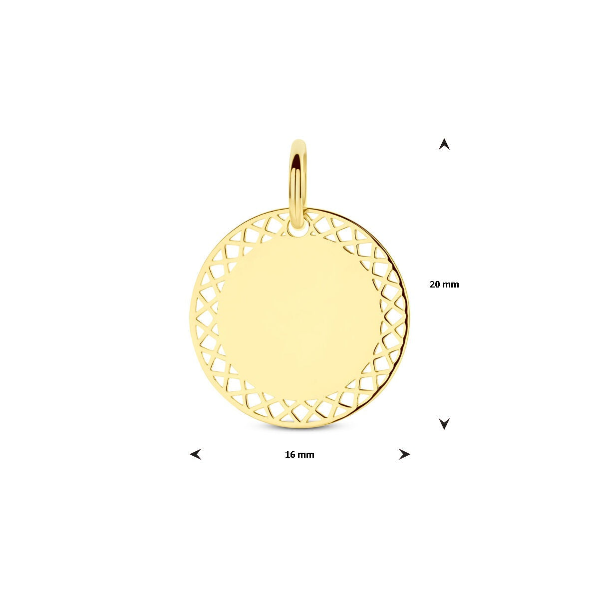 Ciondolo da incidere in oro giallo 14k rotondo