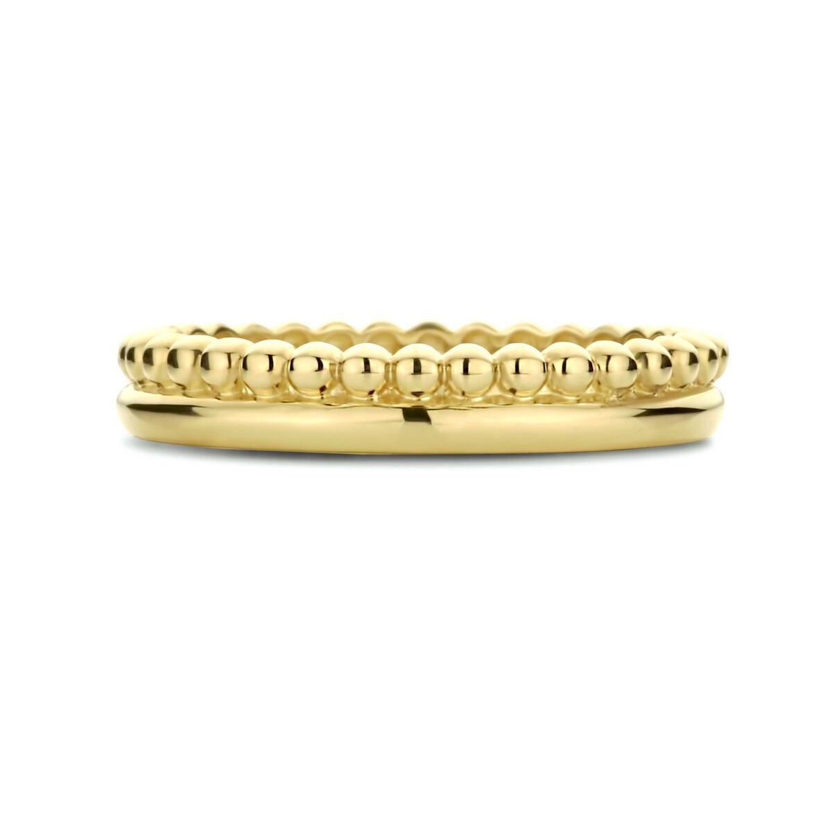 Anello da donna color oro giallo 9k con motivo a palline – giocoso ed elegante
