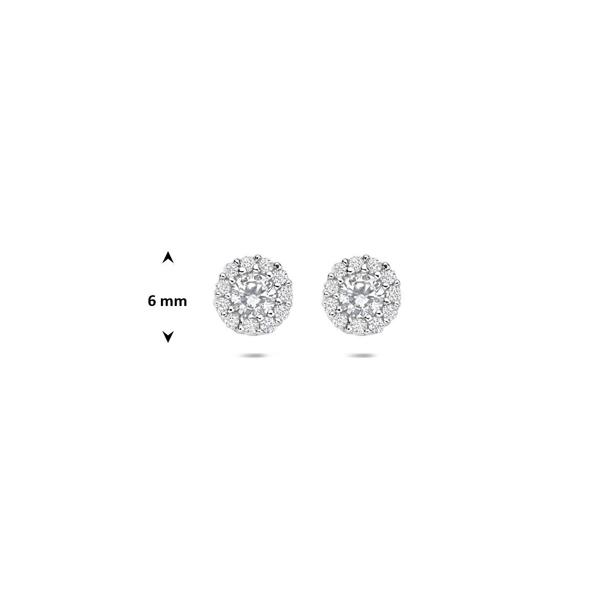 Orecchini a bottone in argento con zirconi entourage – argento 925 rodiato