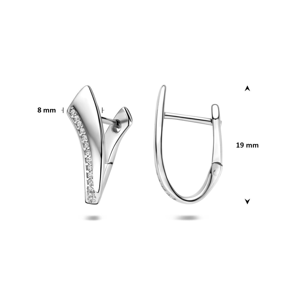 Orecchini a cerchio in argento 925 rodiato con zirconia