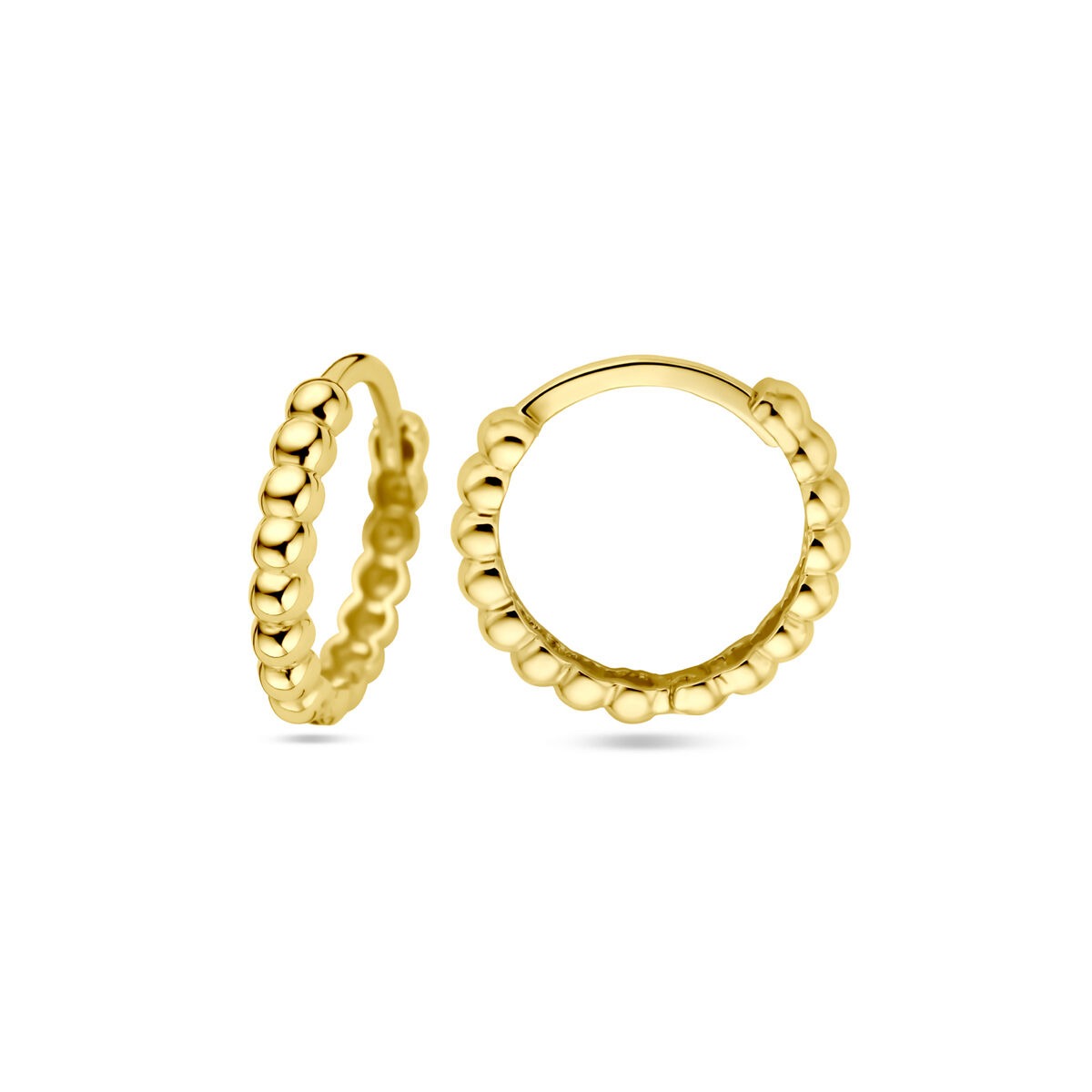 Orecchini a Cerchio in Oro Giallo 9k con Sferette 13.5 x 2 mm