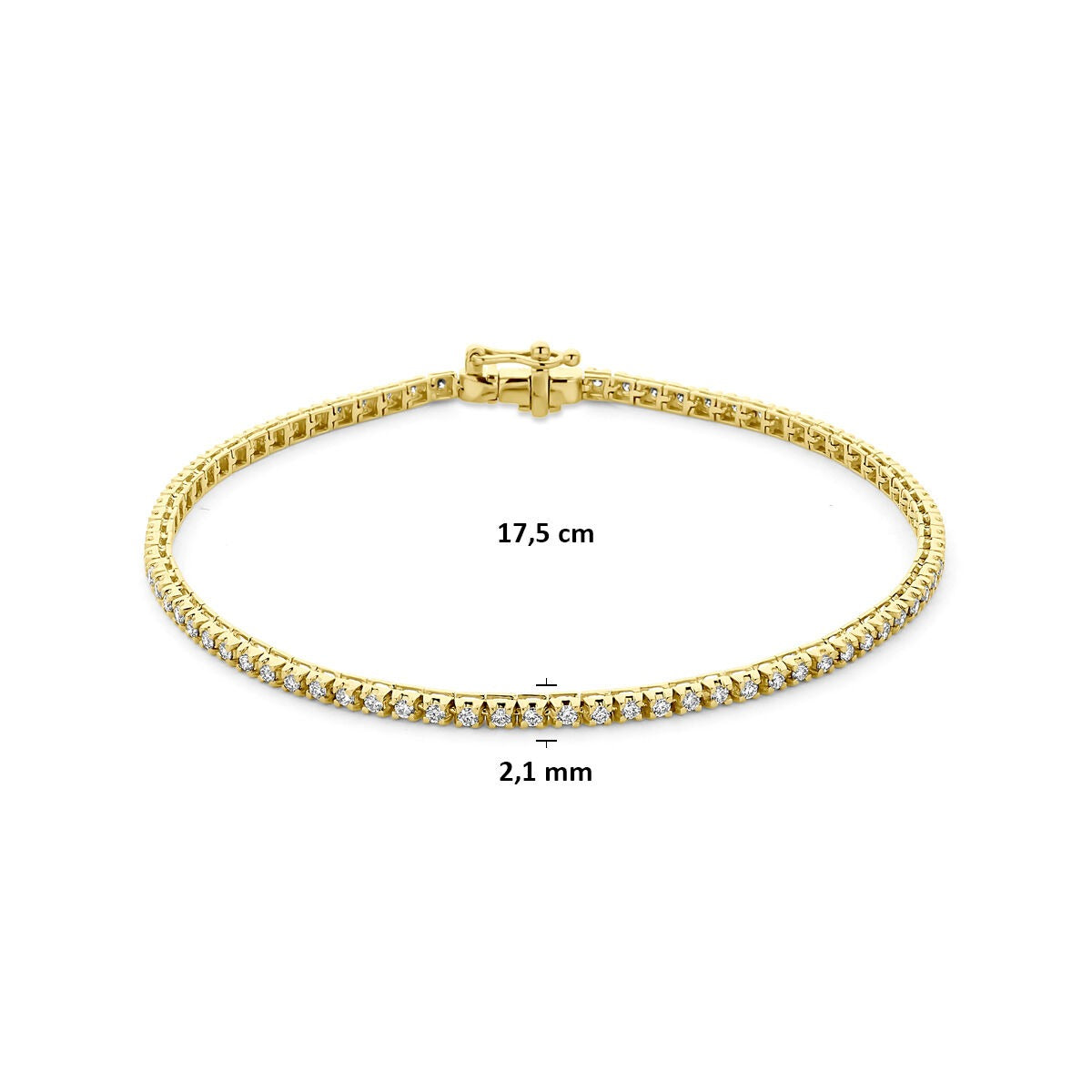 Bracciale tennis in argento 925 dorato con diamante lab grown
