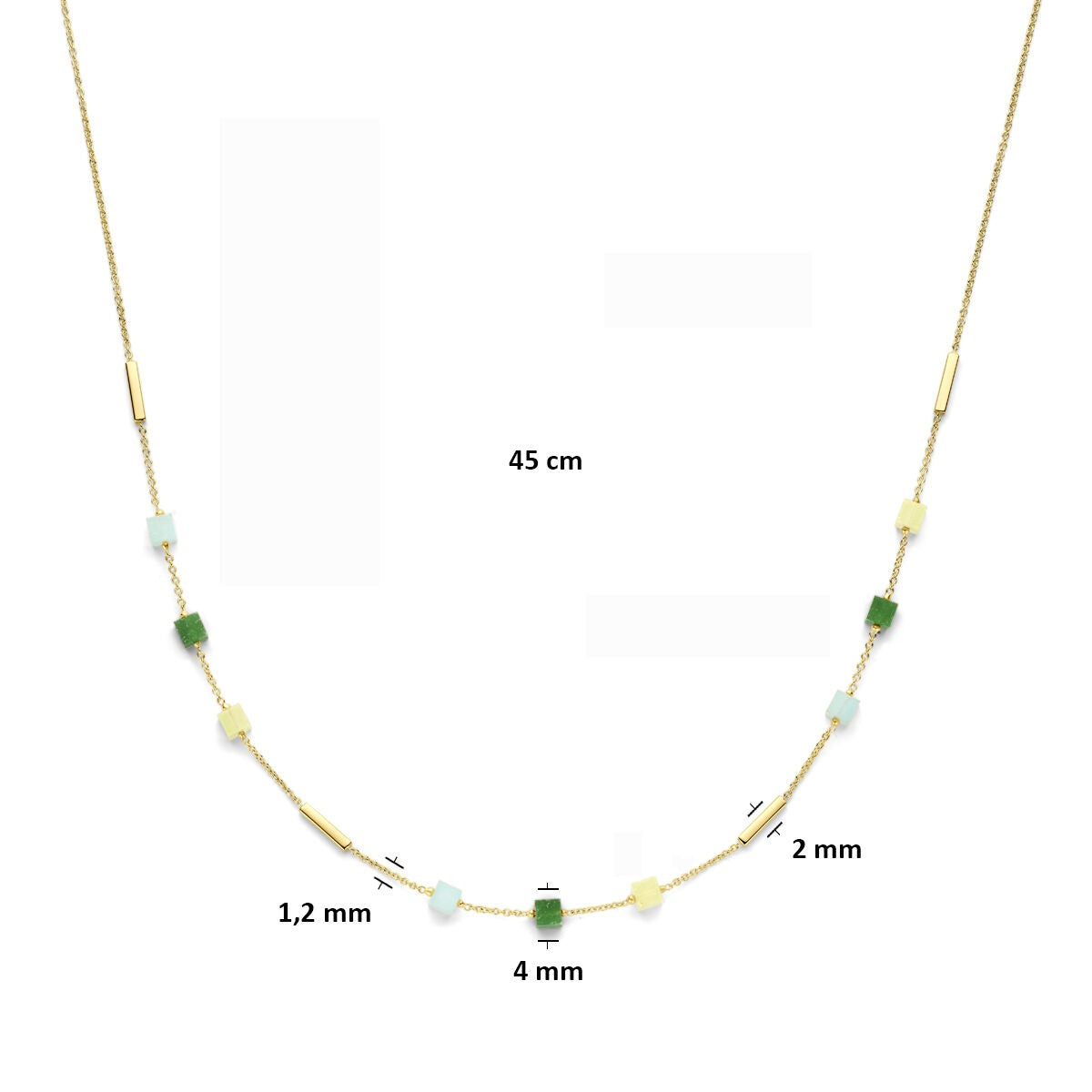 Collana in oro 14k con quarzite blu e verde – Donna