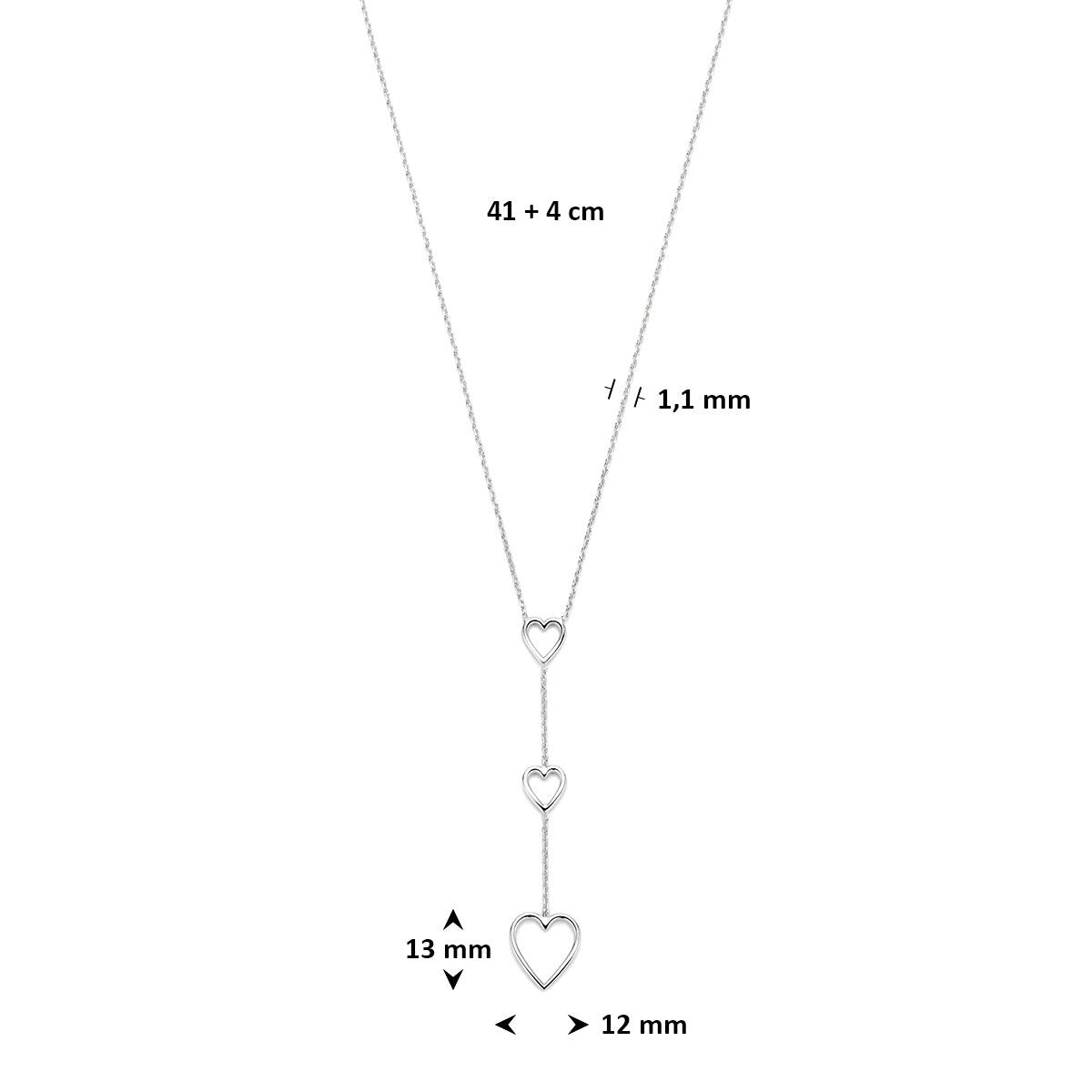 Gerhodineerd 925 zilveren Y-collier met hartjes