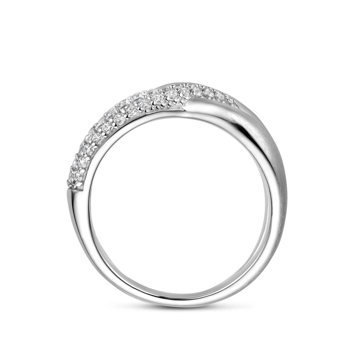 Anello in argento 925 rodiato con zirconia pavé