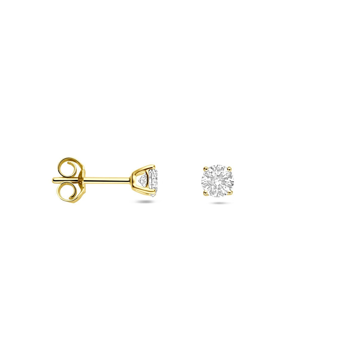 Orecchini a bottone in oro giallo 14k con diamante lab grown 0.50ct