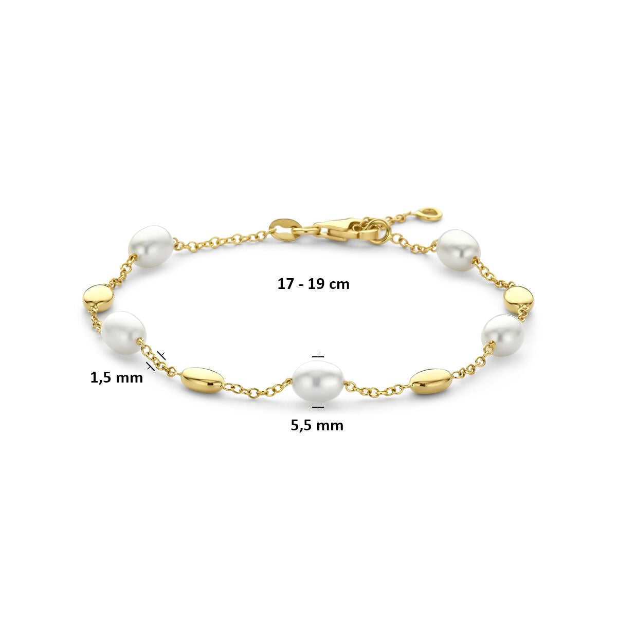 Bracciale in oro giallo 14k con perle