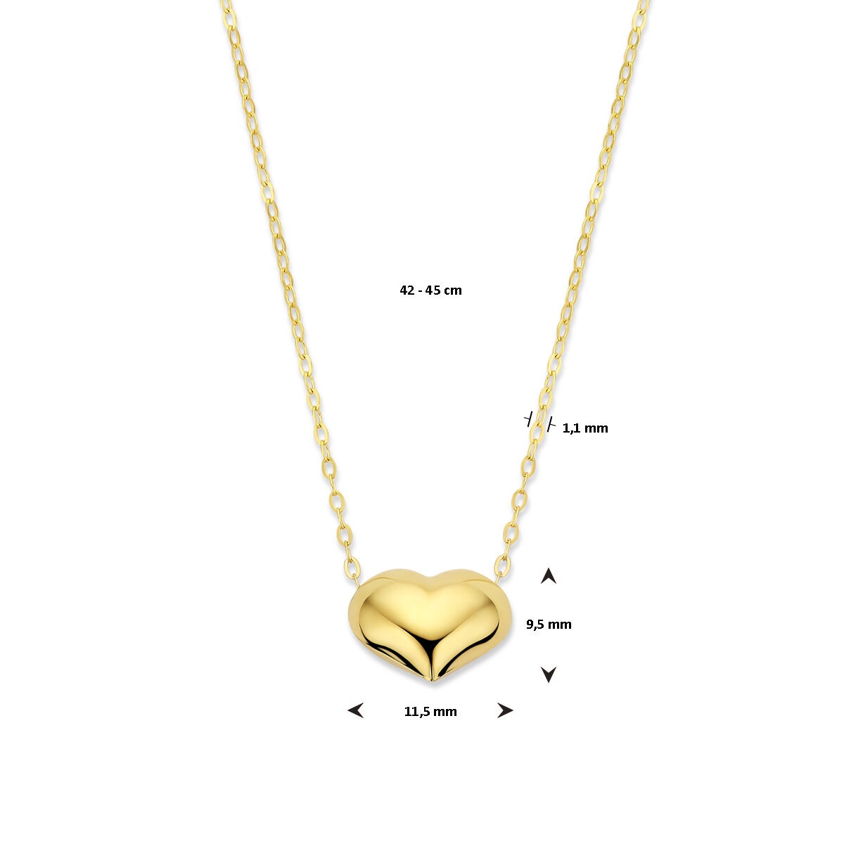Collana in oro giallo 14k con cuoricino