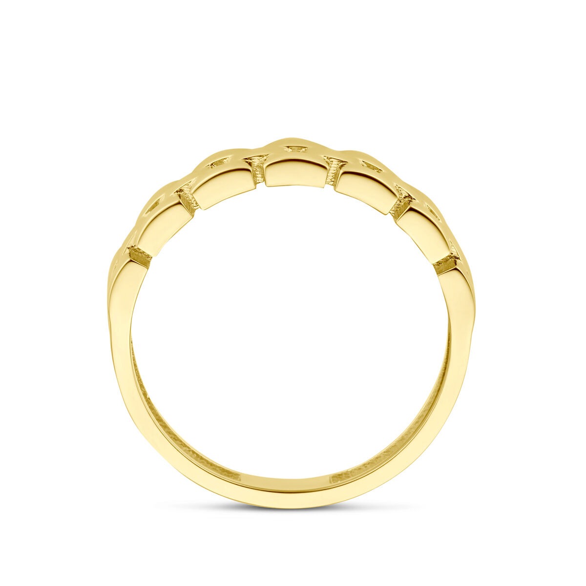 anello da donna in oro 9k con motivo a maglia – oro giallo largo 4,5 mm