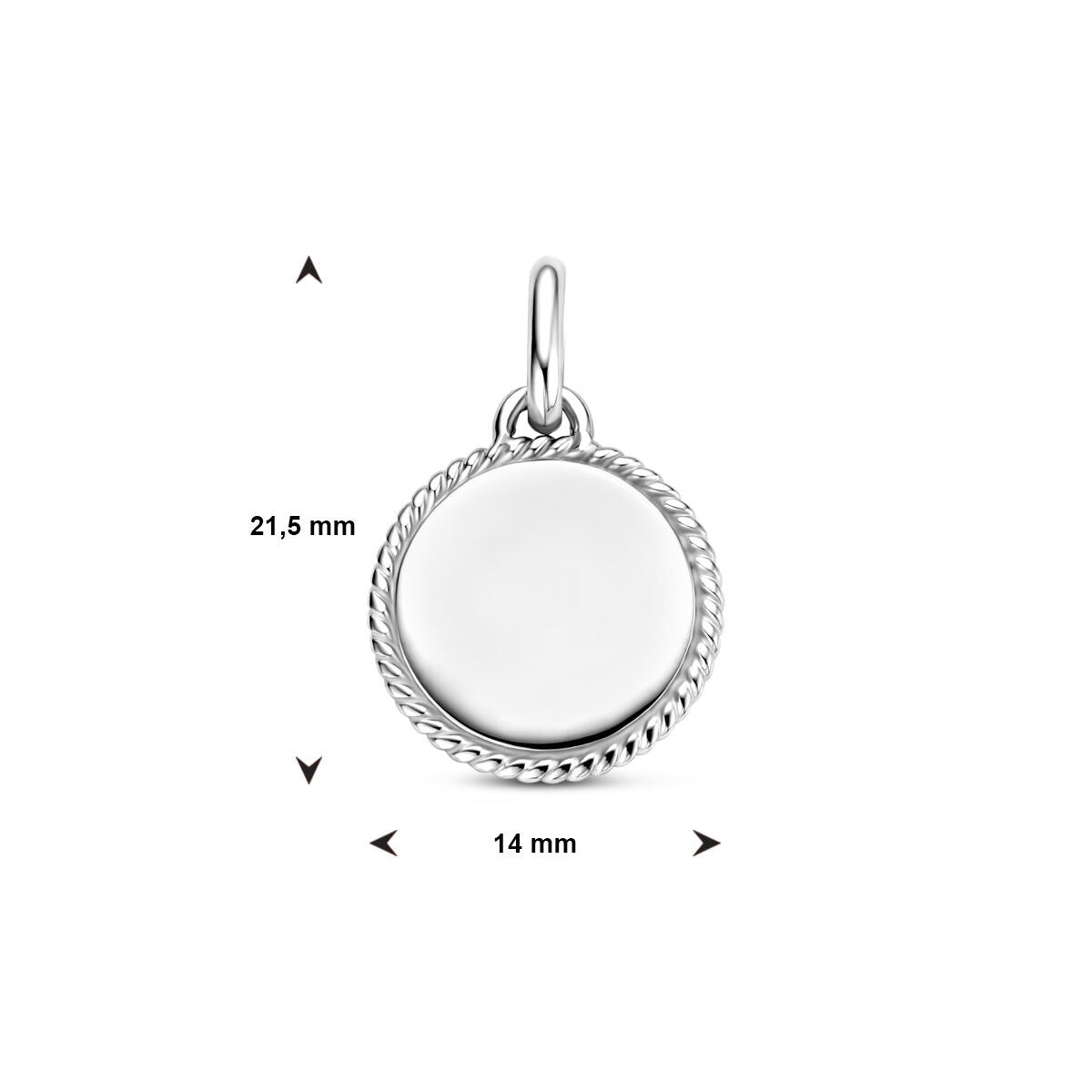 Ciondolo Incisione Rotondo in Argento Rodiato – 19,5mm