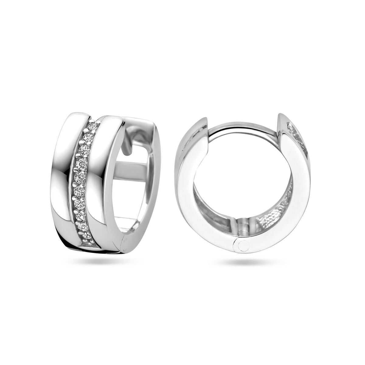 Creoli in argento con zirconi – argento 925 rodiato