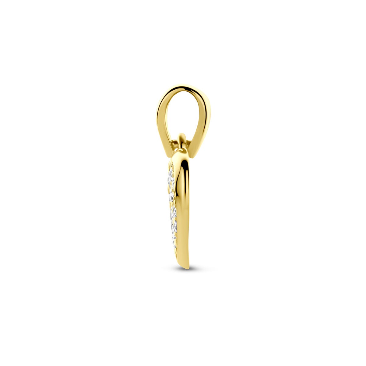 Ciondolo a forma di cuore in oro giallo 14K con zircone – splendido ciondolo da donna pieno d'amore