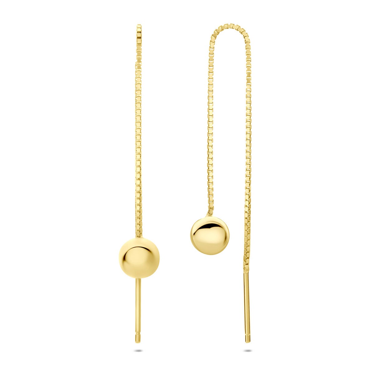 Orecchini pull-through dorati in argento a sfera