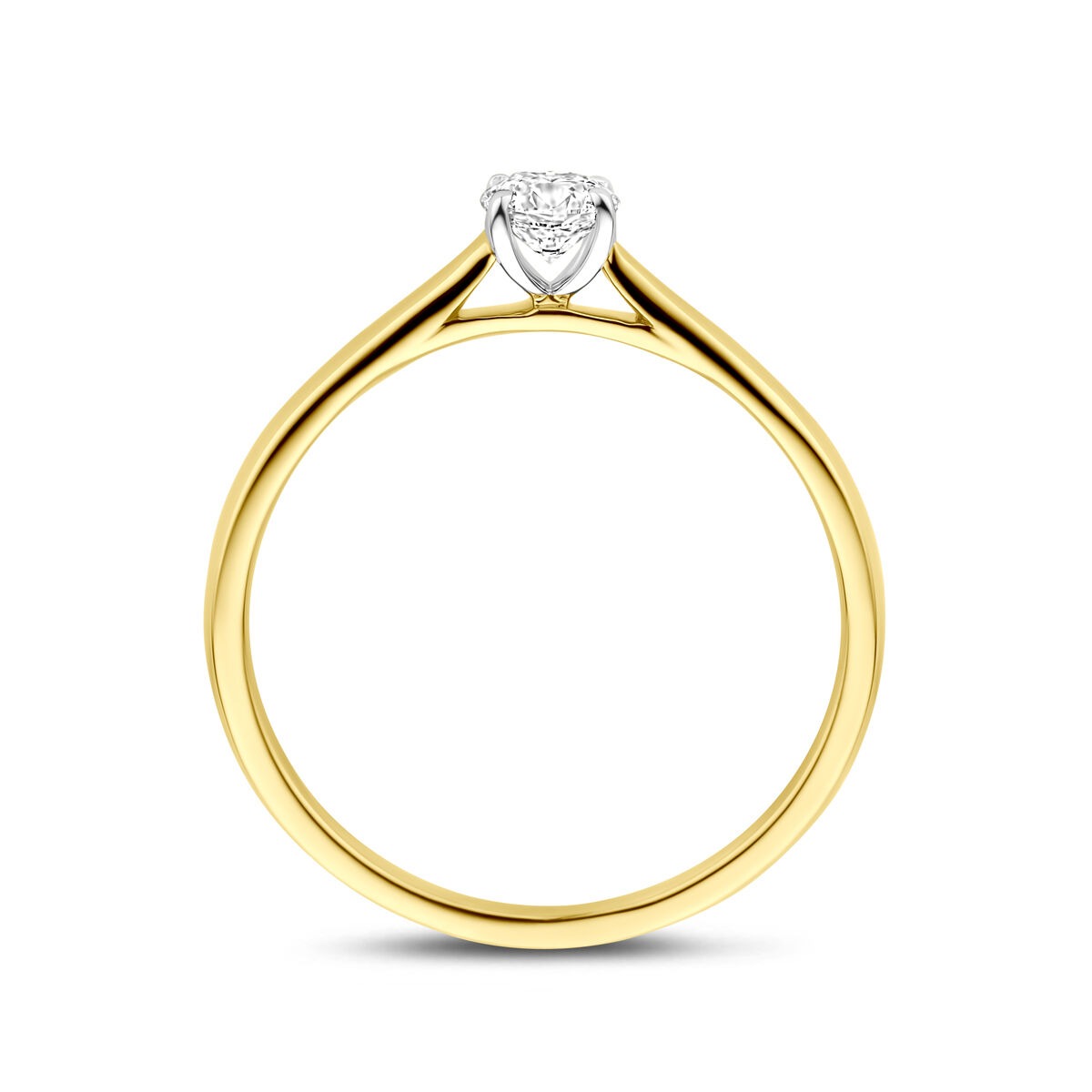 Anello bicolore in oro giallo e bianco 14k con diamante lab grown da 0.25ct