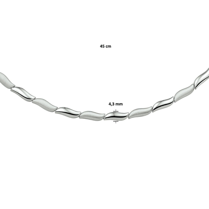 Zilveren dames ketting met poli/matte afwerking