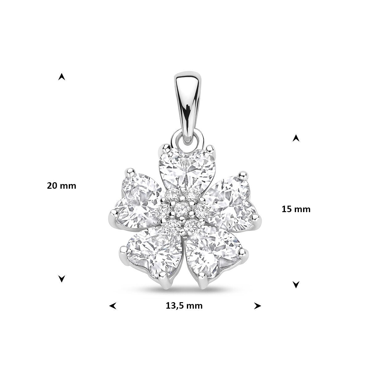 Ciondolo in argento rodiato con zirconia a forma di cuore