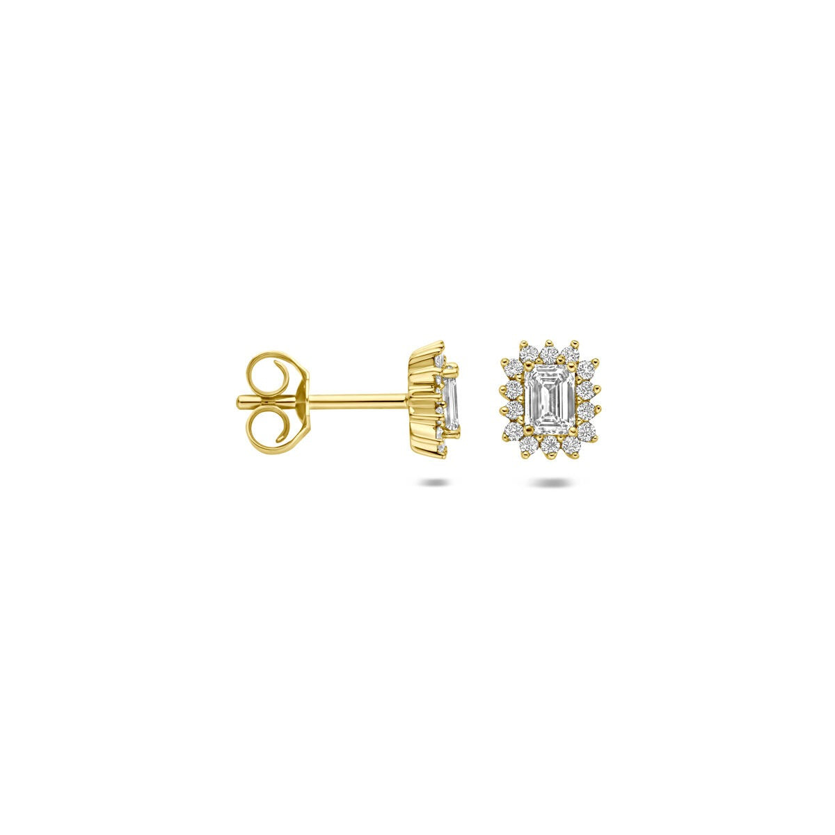 Orecchini a bottone in oro giallo 14k con diamante lab grown