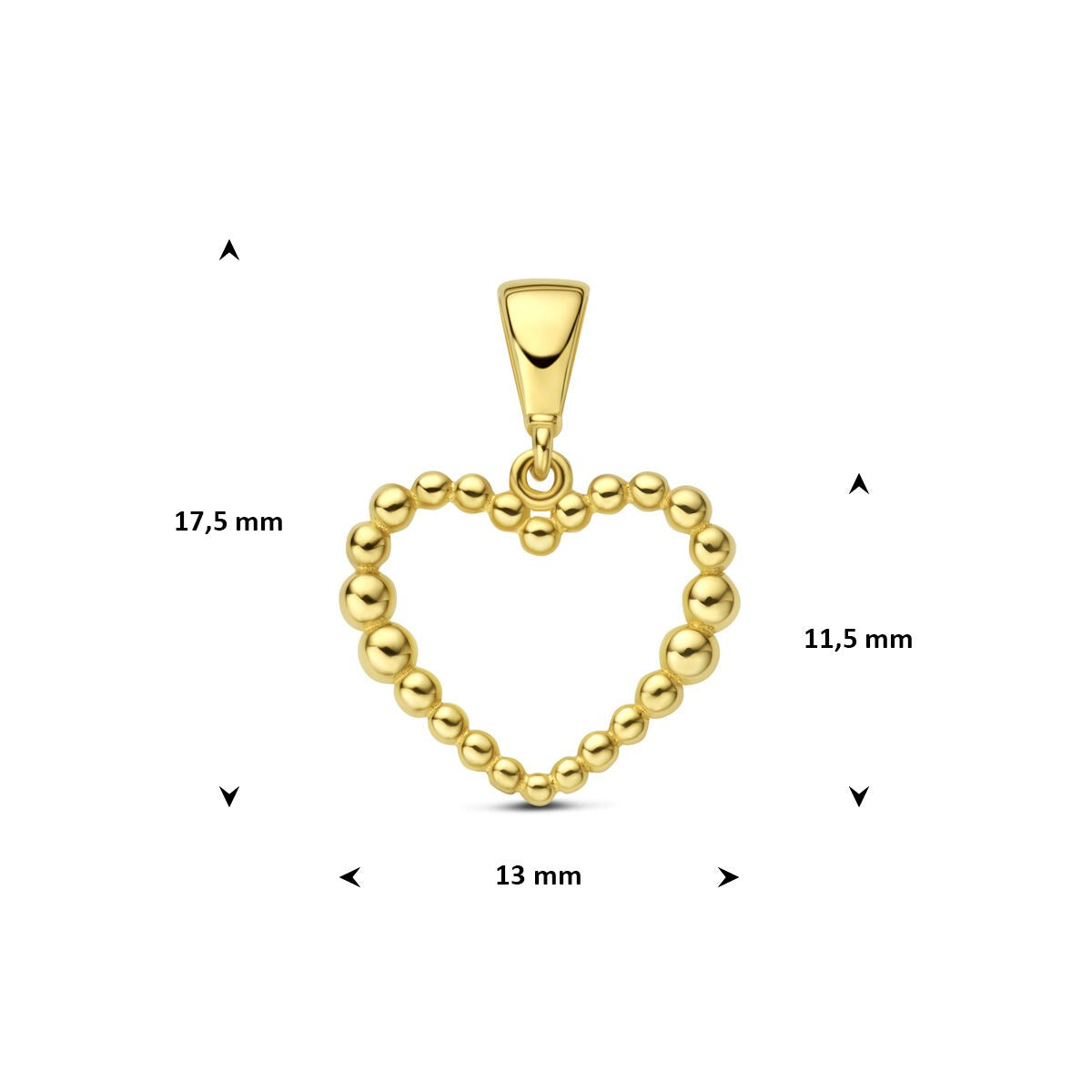 Ciondolo a cuore in oro giallo 9k