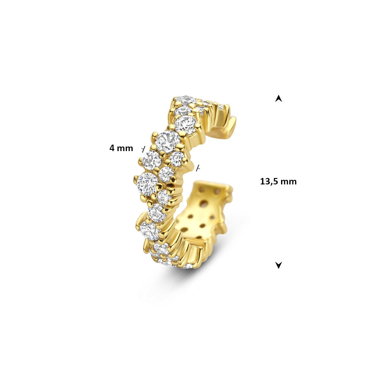 Ear cuff in argento dorato con zirconi – dettaglio scintillante senza piercing
