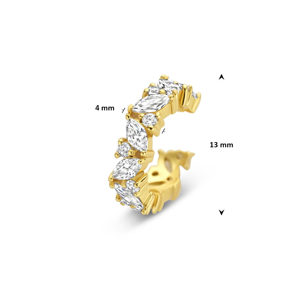 Ear cuff in argento dorato con zirconia – tocco scintillante senza piercing
