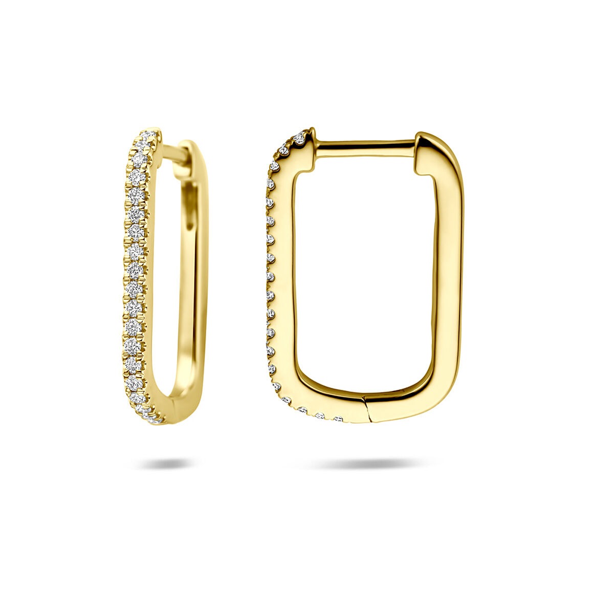Orecchini a cerchio in oro giallo 14k con diamante lab grown