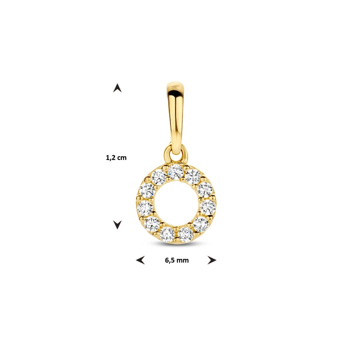 Ciondolo in oro 14k con fila di zirconia taglio brillante