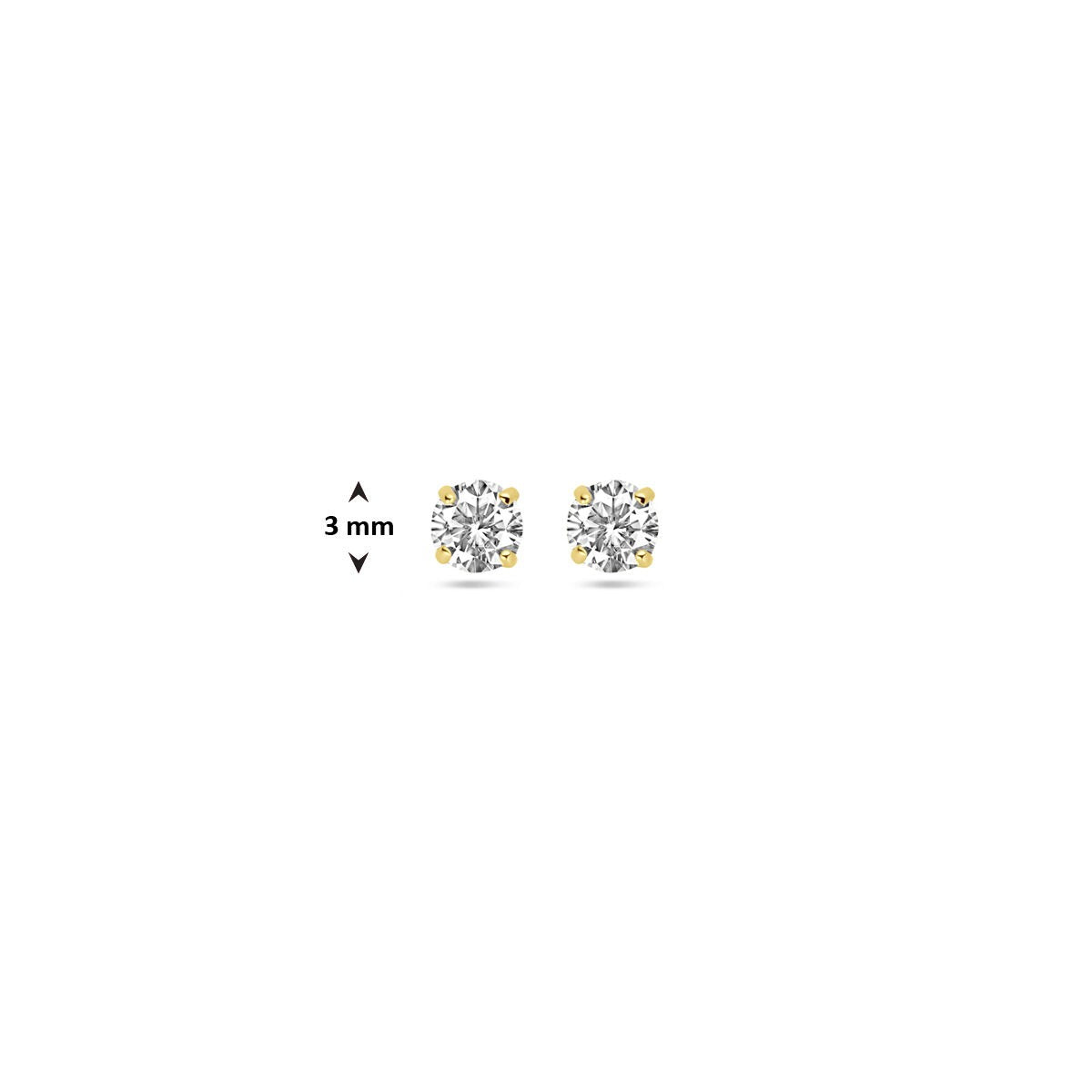 Orecchini a bottone in oro con zirconia – 14k, incastonatura solitario