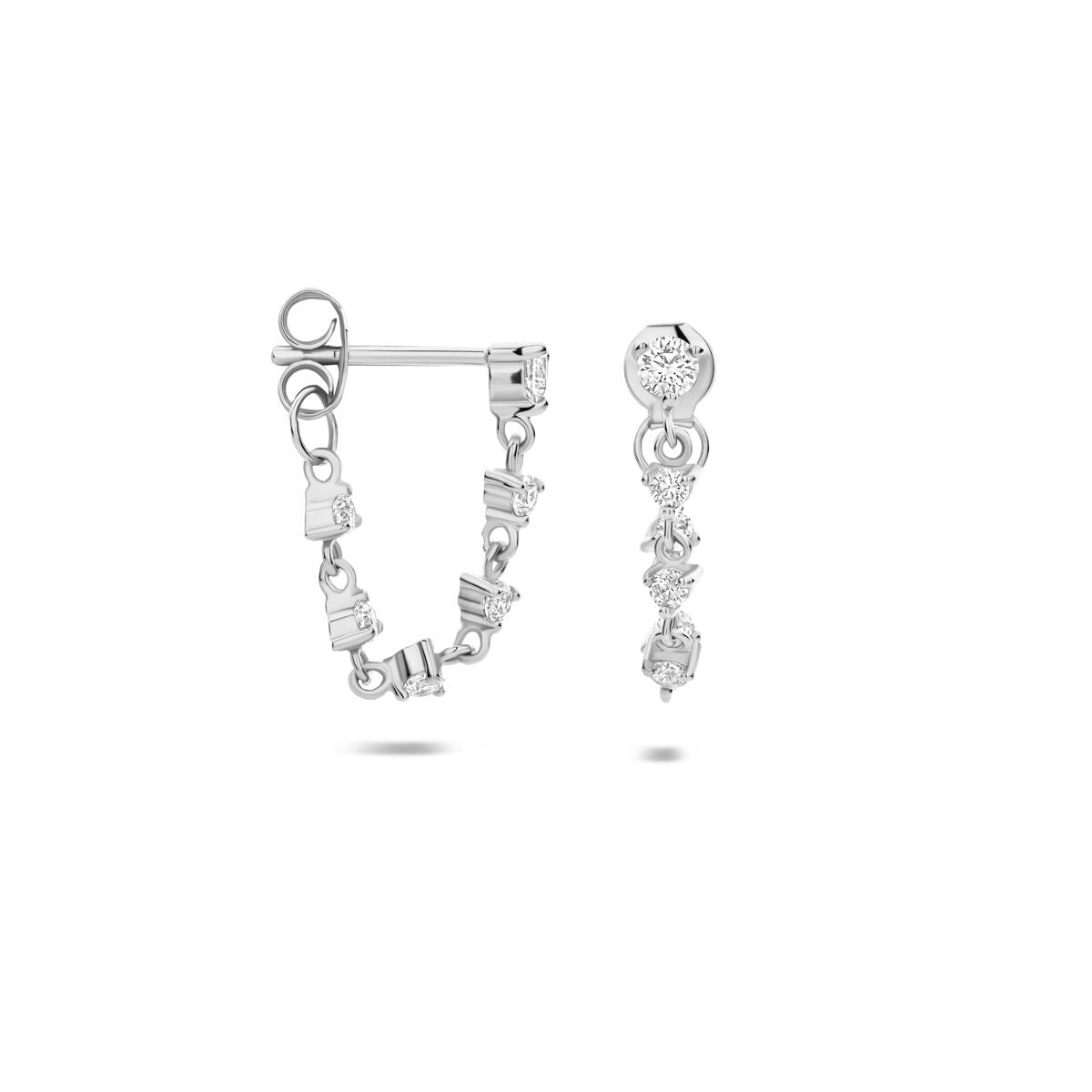 Orecchini in argento rodiato con zirconi – orecchini pendenti da donna 40 mm con incastonatura a chaton brillante