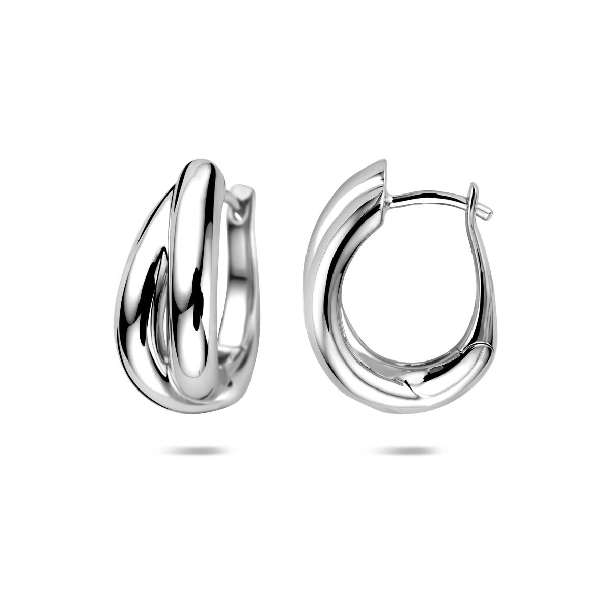 Orecchini a cerchio in argento rodiato da donna