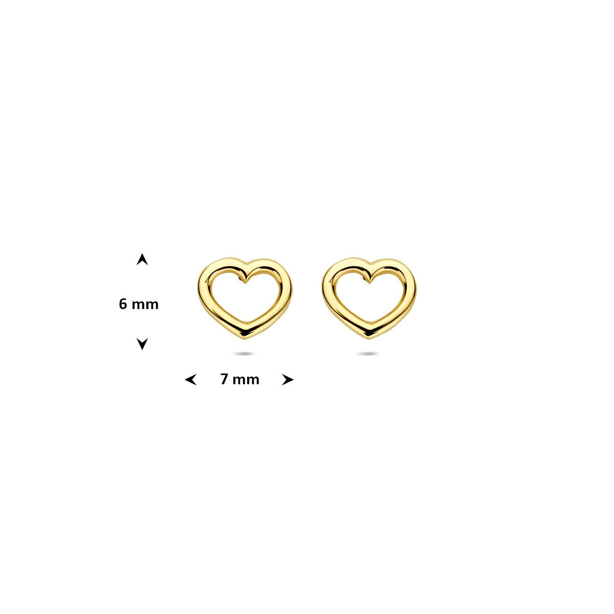 Orecchini a bottone in oro con cuore aperto – 14k