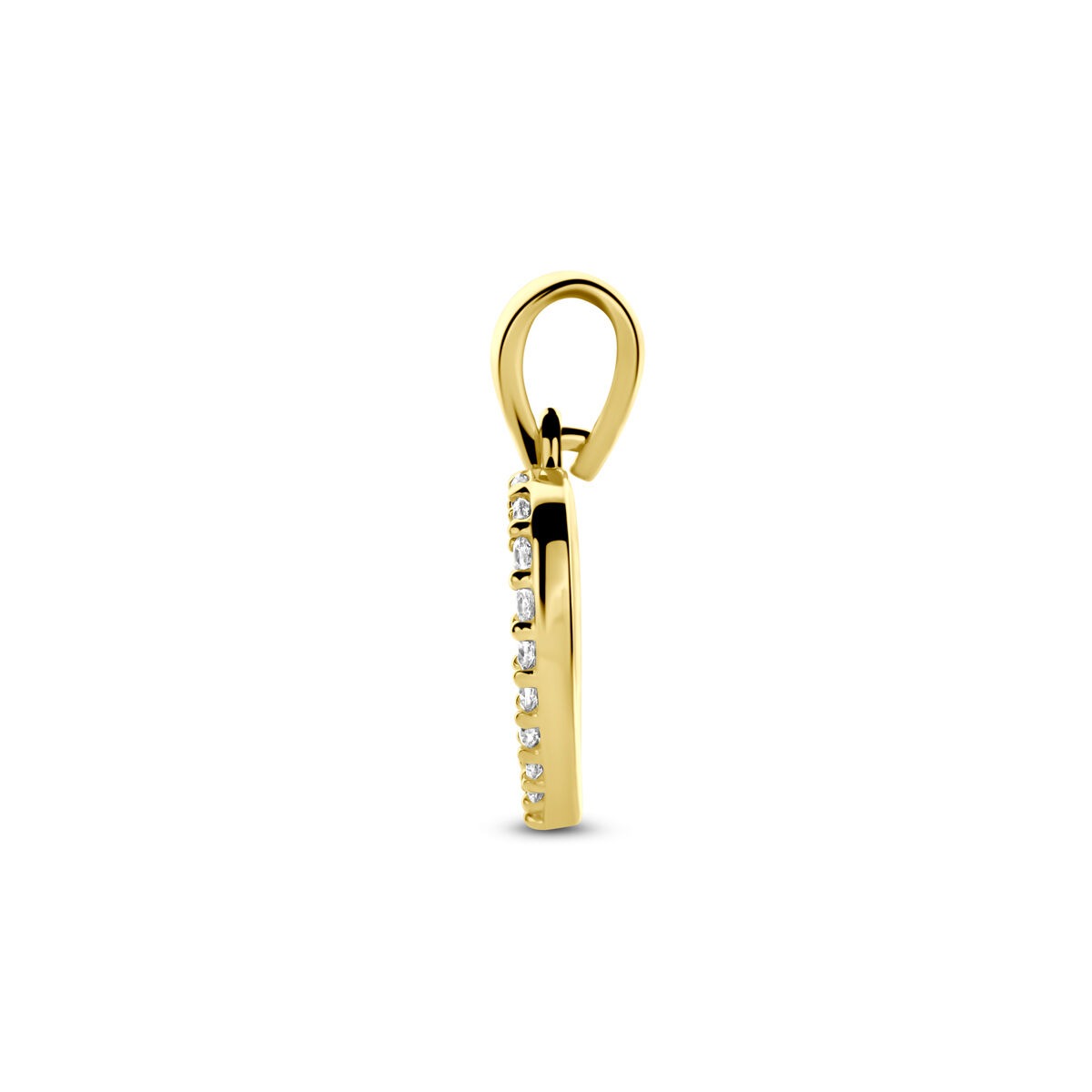 Ciondolo a cuore in oro giallo 14k con zirconi – romantico gioiello da donna pieno di luce