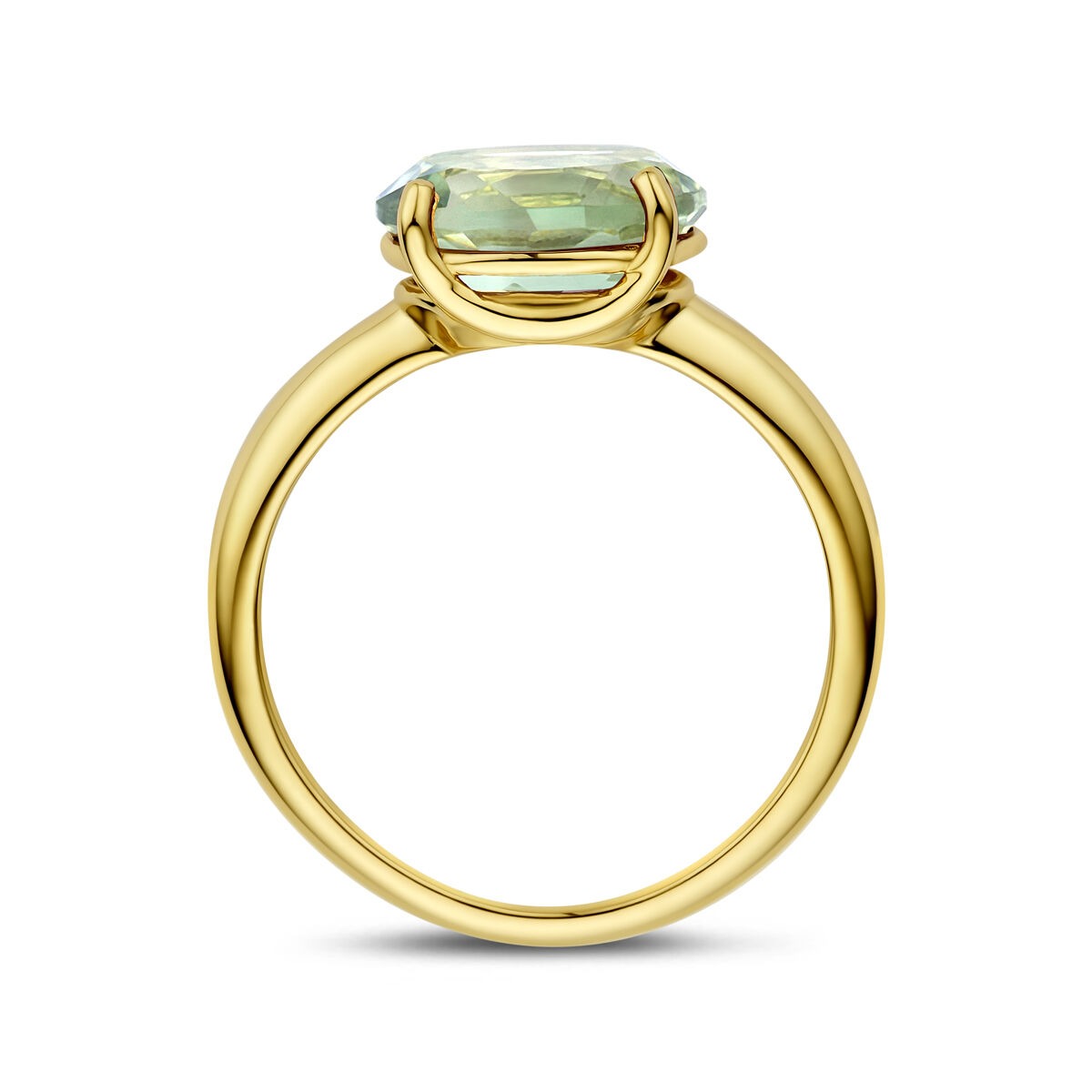Anello in oro giallo 14k con ametista verde