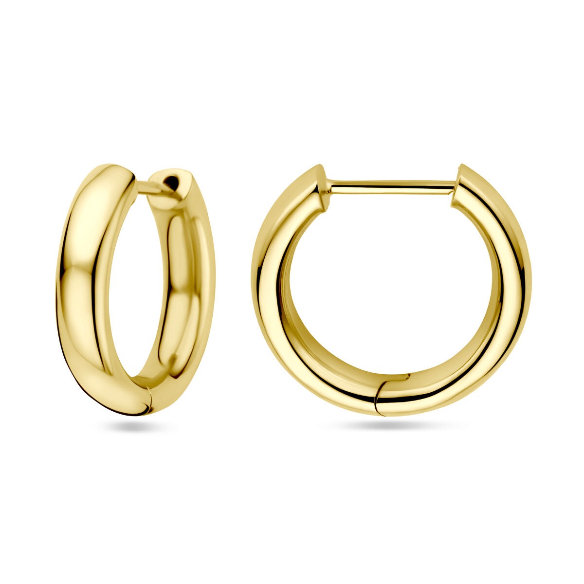 Orecchini a cerchio da donna in oro 14k con chiusura a scatto – 19 mm
