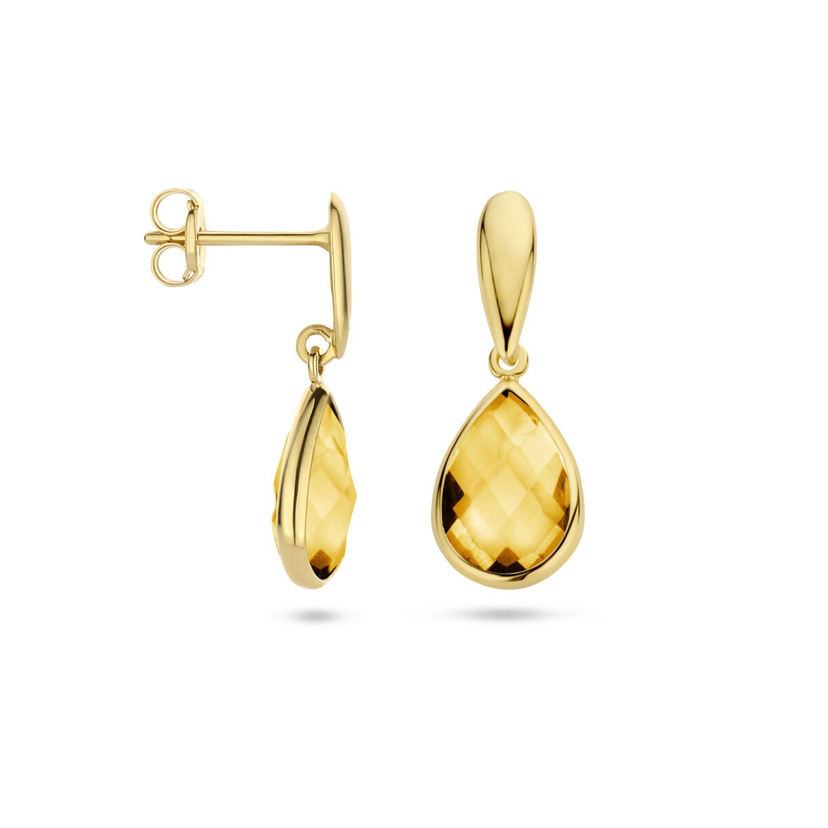 Orecchini pendenti in oro giallo 9k con citrino