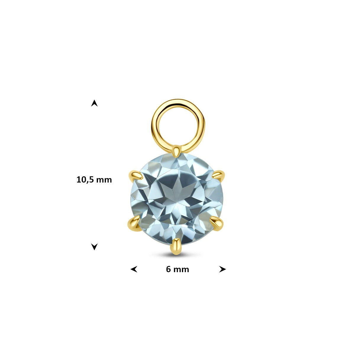 Ciondolo per cerchietto in oro giallo 14k con topazio blu