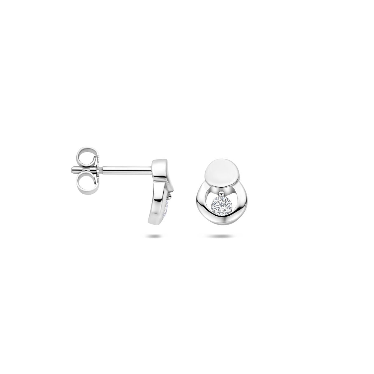 Orecchini a bottone in argento con zirconia – argento 925 rodiato
