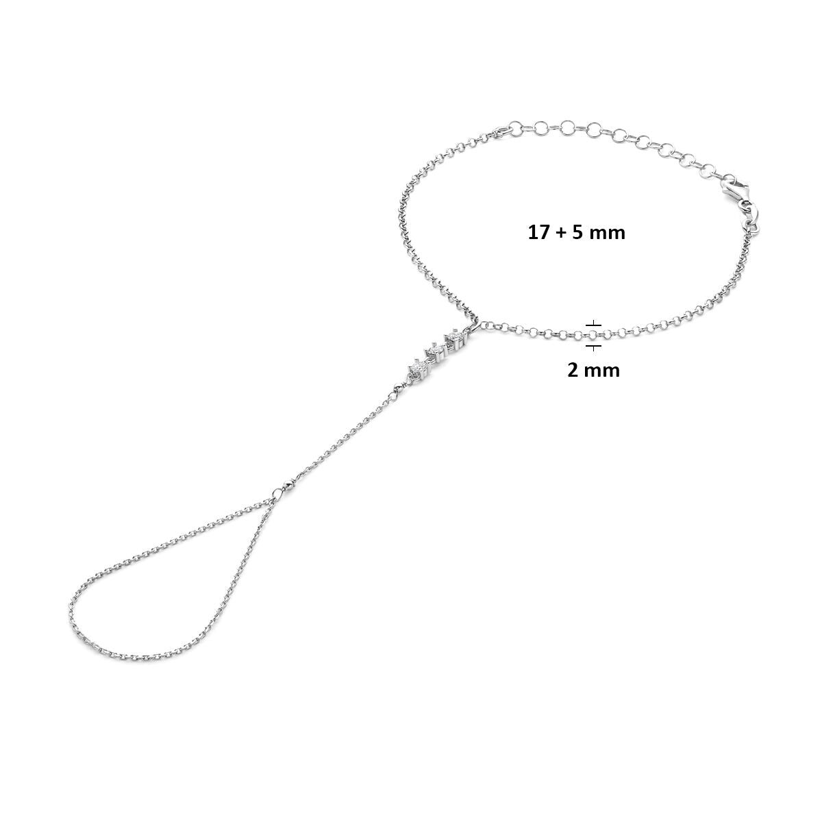 Bracciale a mano in argento con zirconi – argento 925 rodiato