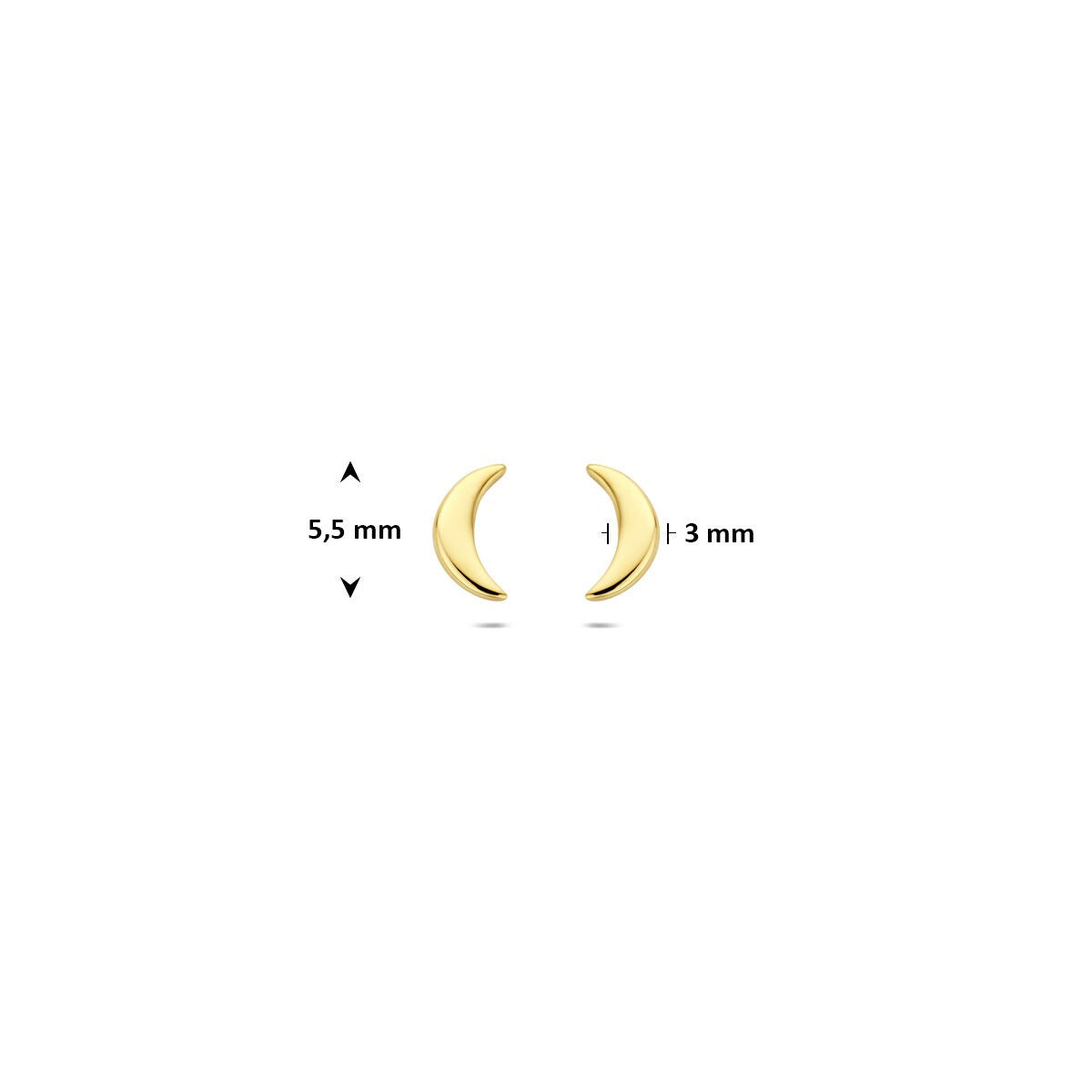 Orecchini a bottone in oro giallo 14k a forma di luna – discreti e simbolici