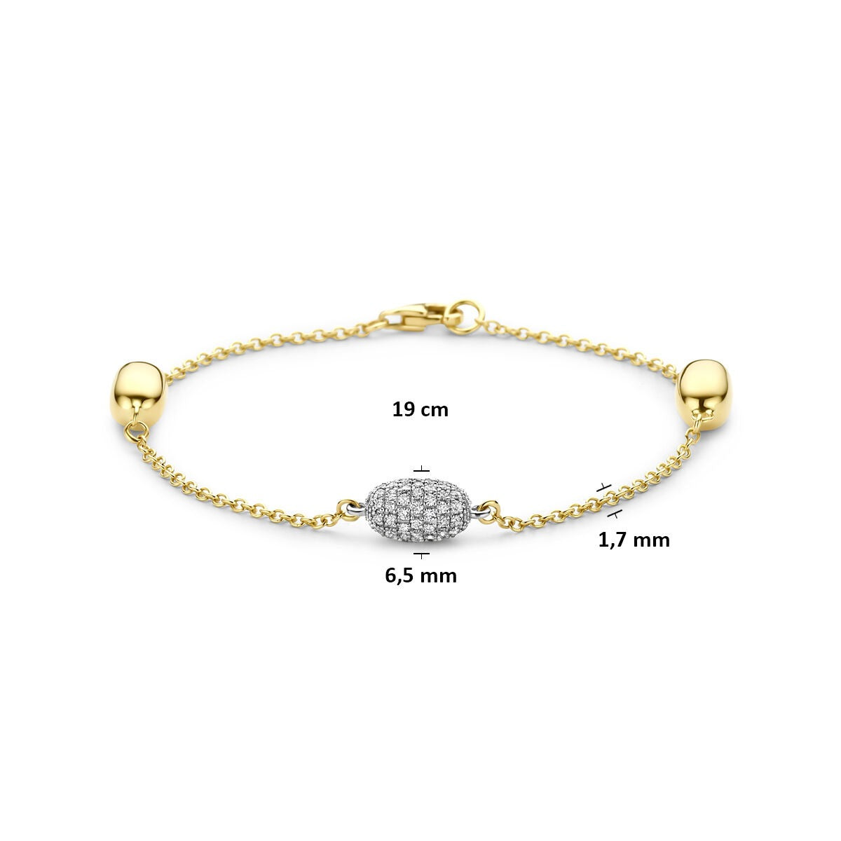 Bracciale bicolore 14k oro giallo e bianco con diamante