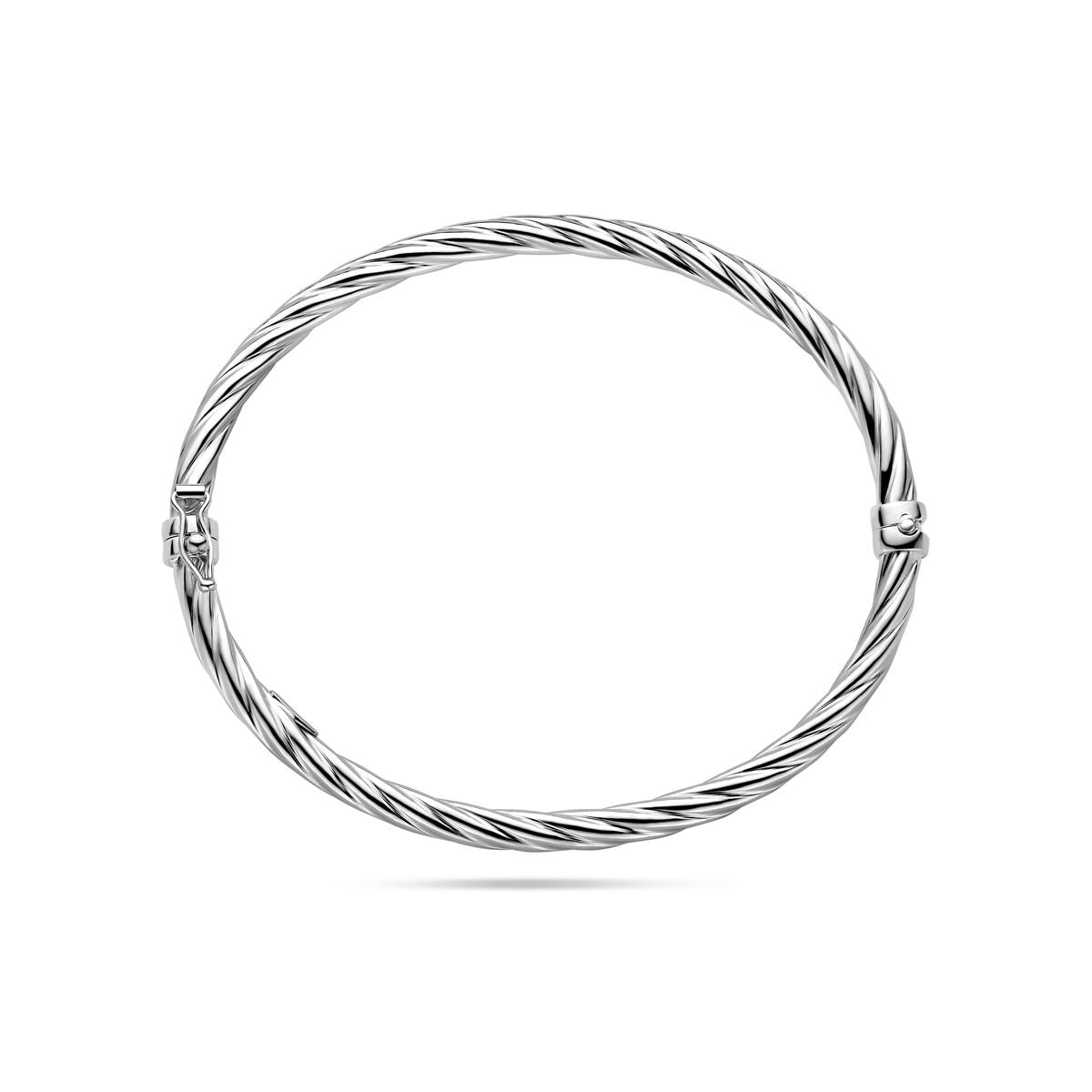 Bangle in argento con design ritorto – rodiato 925, diametro 61 mm
