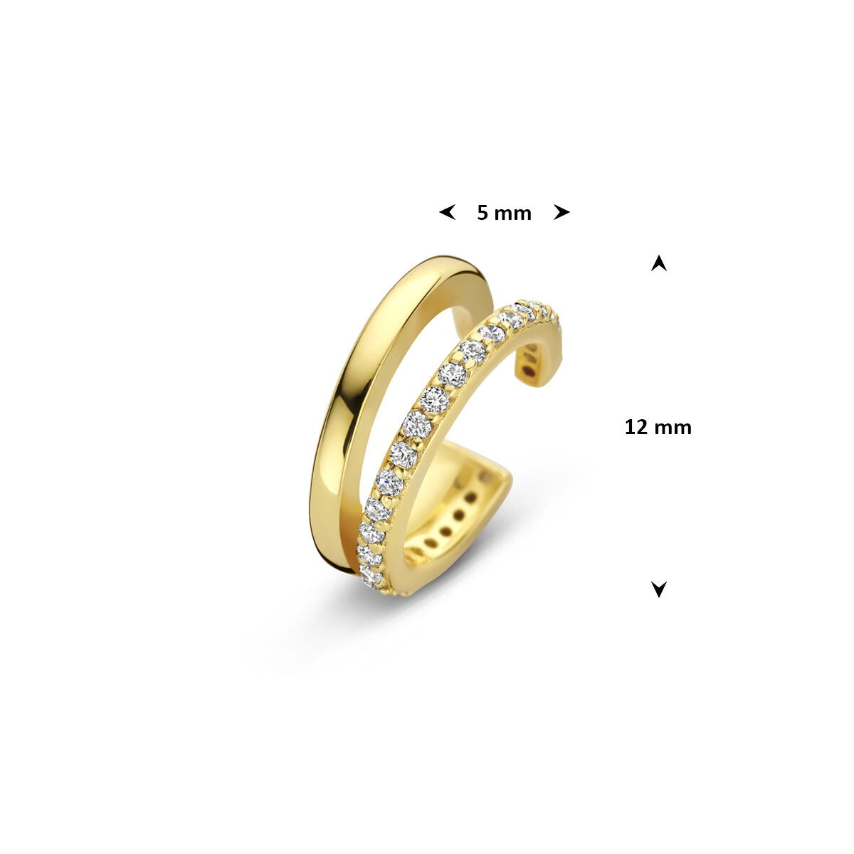 Ear cuff in argento placcato con zirconia a filo