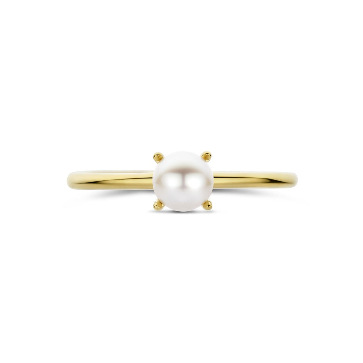 Anello da donna in oro giallo 14k con perla bianca – 5 mm