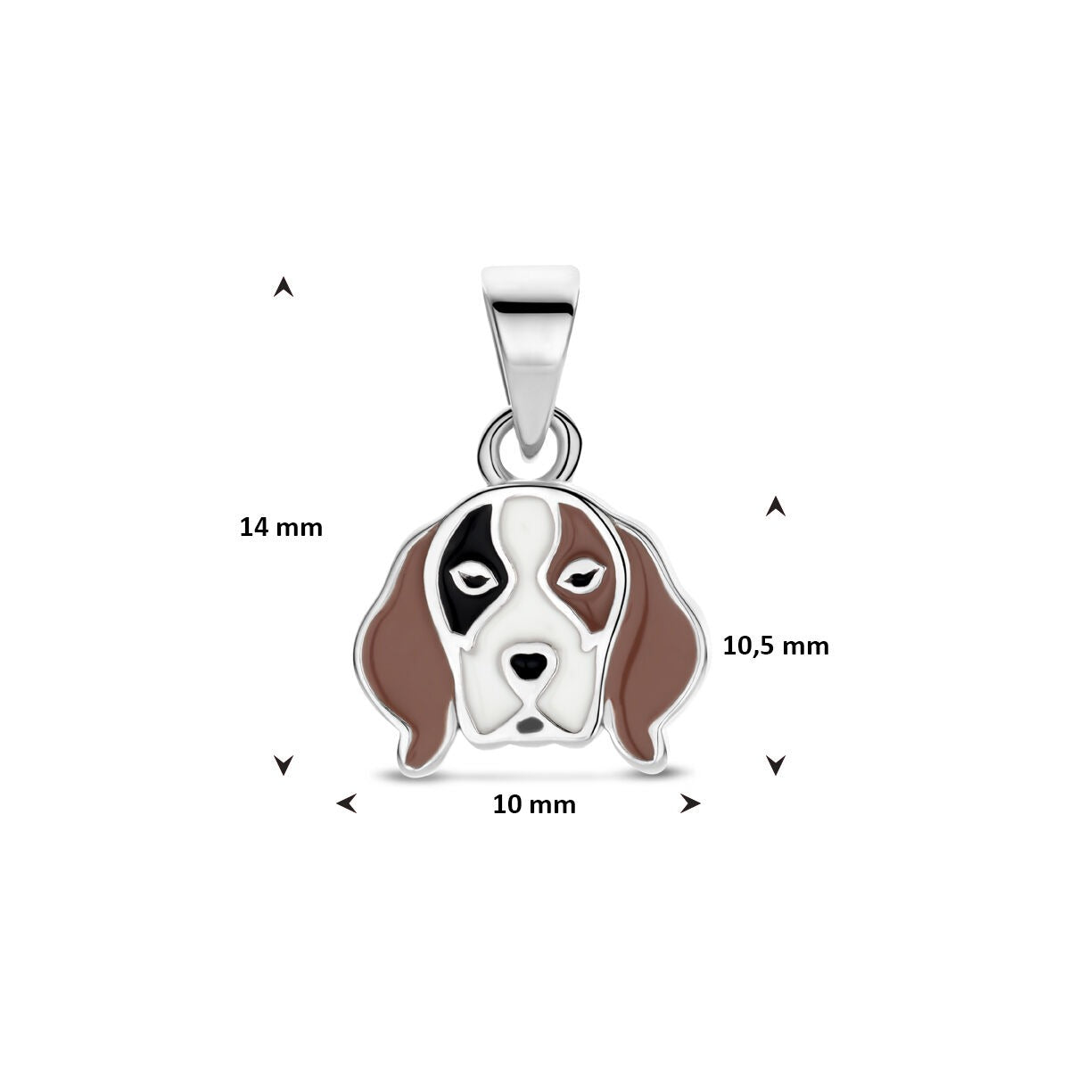 Ciondolo da bambino in argento cagnolino rodiato 14mm