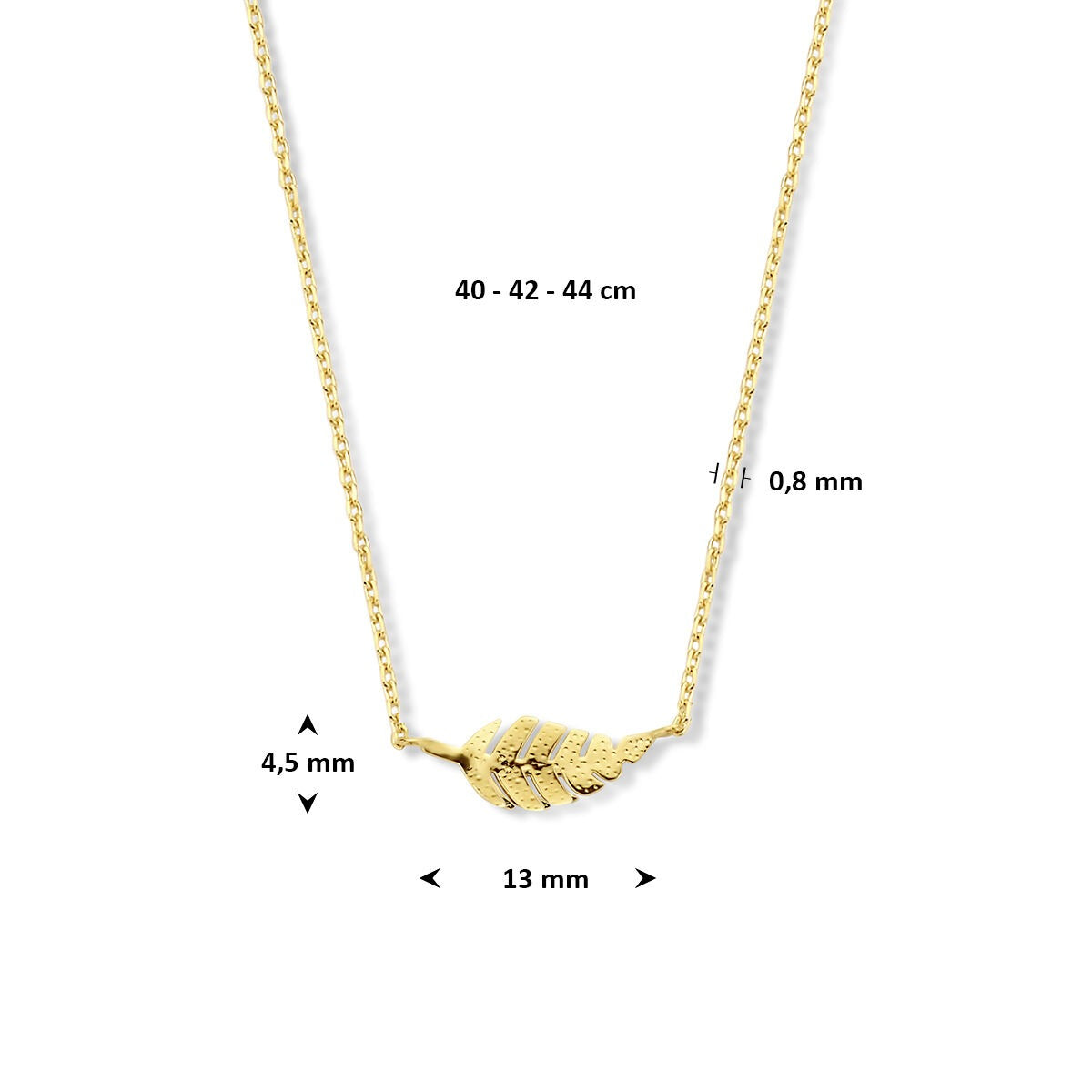 Collana color oro giallo 9k con piuma – elegante e simbolica