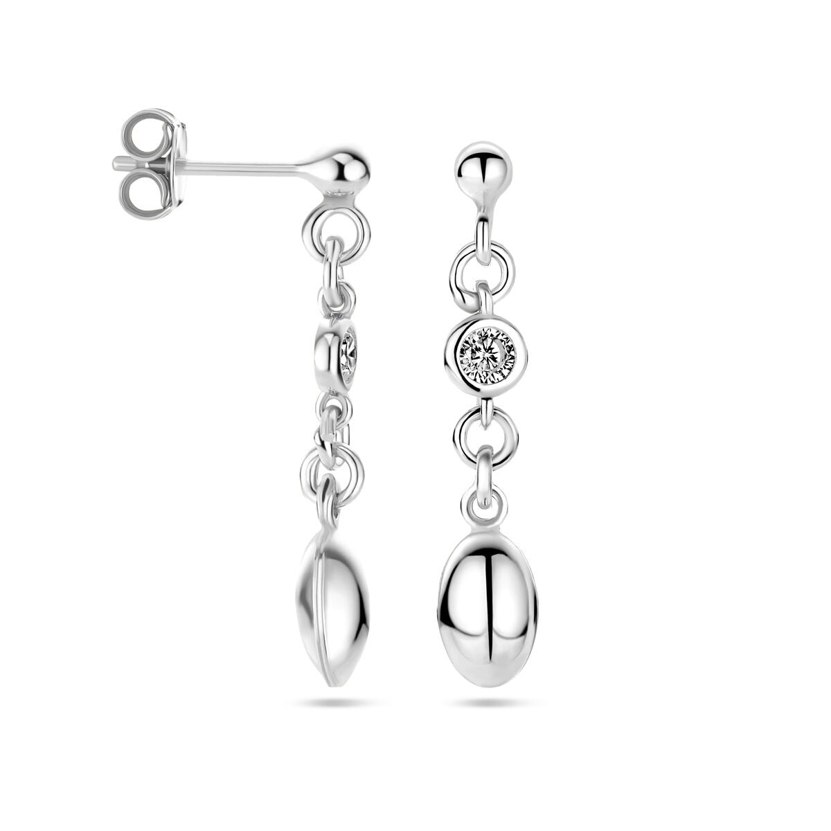 Orecchini pendenti in argento con zirconia – argento 925 rodiato
