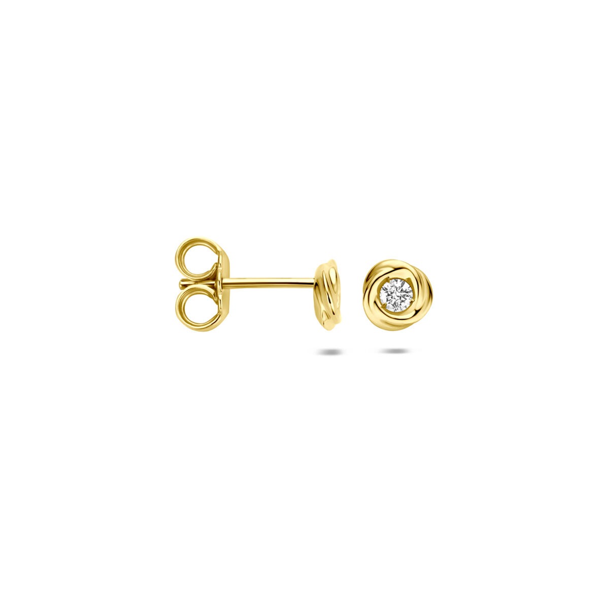 Orecchini a bottone in oro giallo 14k con diamante lab grown