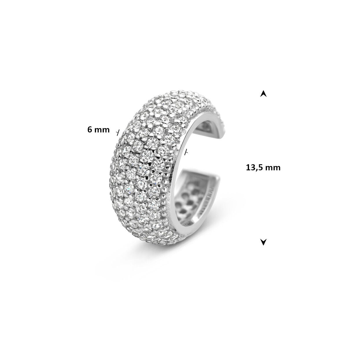 Ear cuff in argento con zirconia – argento 925 rodiato
